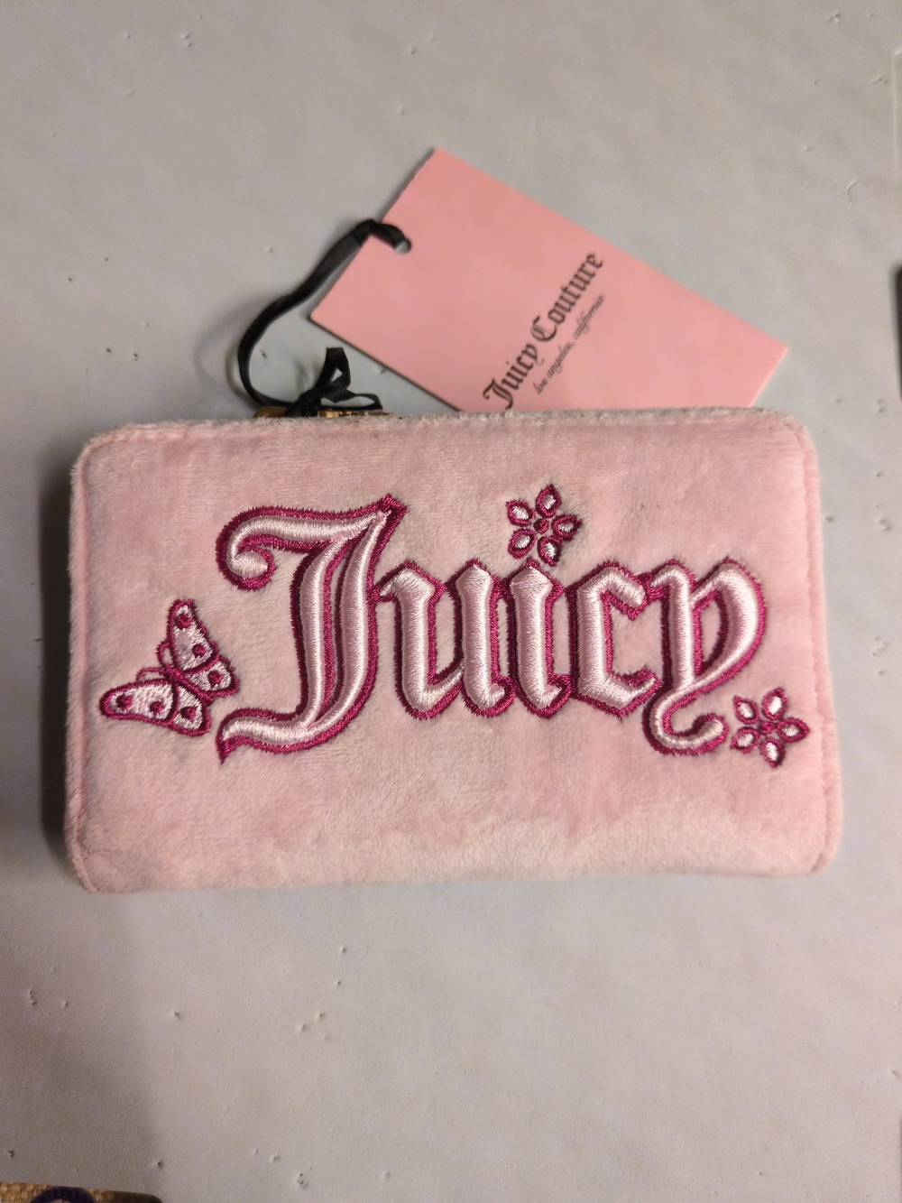 Juicy Couture Pink Plush 'Juicy' Zip Wallet